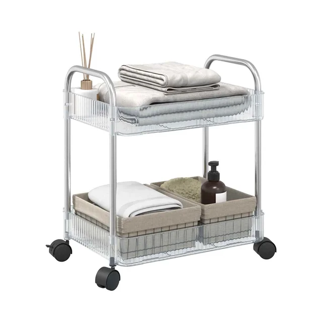 2 Layer Storage Trolley with Wheels – Compact & Movable Organizer