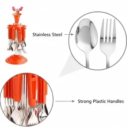 24 Pcs Cutlery Set – Stainless Steel & Plastic | Indo Glow