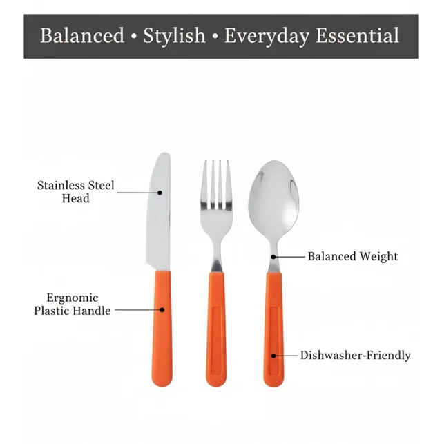 24 Pcs Cutlery Set – Stainless Steel & Plastic | Indo Glow