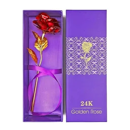 24K Artificial Golden Rose – Elegant Lasting Gift with Box
