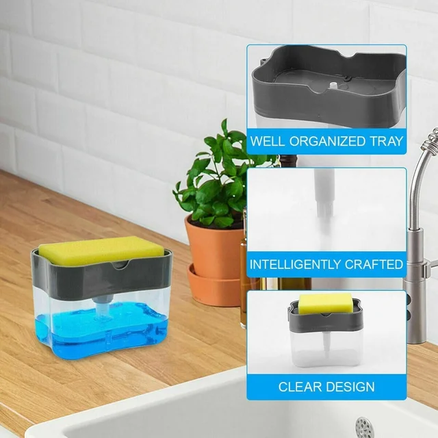 2-in-1 Soap Dispenser – Built-in Scrub Holder & Organiser | Konvex