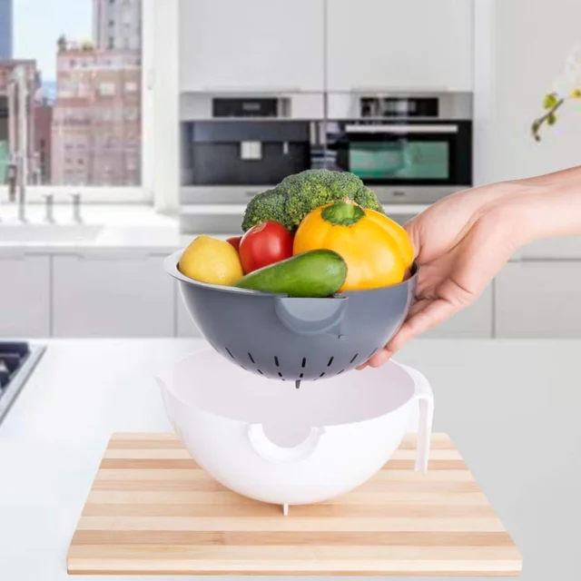 2-in-1 Vegetable Washing Bowl – Effortless Rinsing & Draining