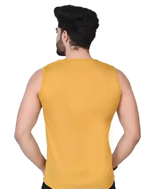 Men Plain Casual Sleeveless Tank T-shirt || Solid Plain Casual Nylon Round Neck Tshirt for Men Sleeveless Half Sleeve Full Sleeve || (Pack Of 2) Mo - L