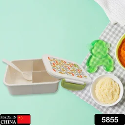 3 Compartment Lunch Box – Leakproof Tiffin with Spoon |