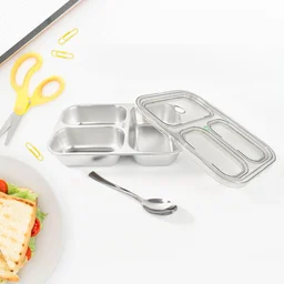 3 Compartment Stainless Steel Lunch Box – Leakproof Kids Tiffin