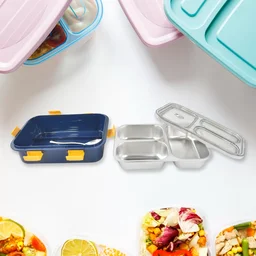3 Compartment Stainless Steel Lunch Box – Leakproof Kids Tiffin