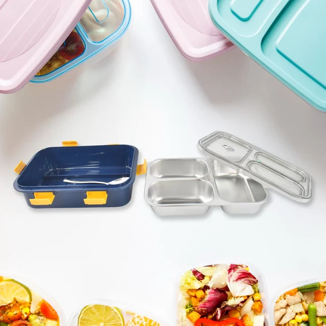 3 Compartment Stainless Steel Lunch Box – Leakproof Kids Tiffin