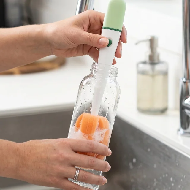 3 in 1 Carrot Bottle Cleaning Brush – Multipurpose Water Bottle Scrubber
