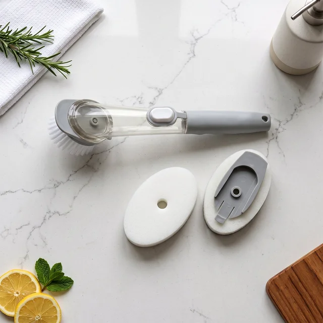 3 In 1 Liquid Soap Dispenser Dish Cleaning Brush for Kitchen Sink (1 Pc)