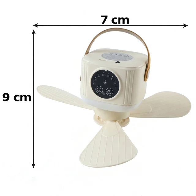 3 in 1 Rechargeable Camping Fan with LED Light Timer and Hanging Hook (1 Pc)