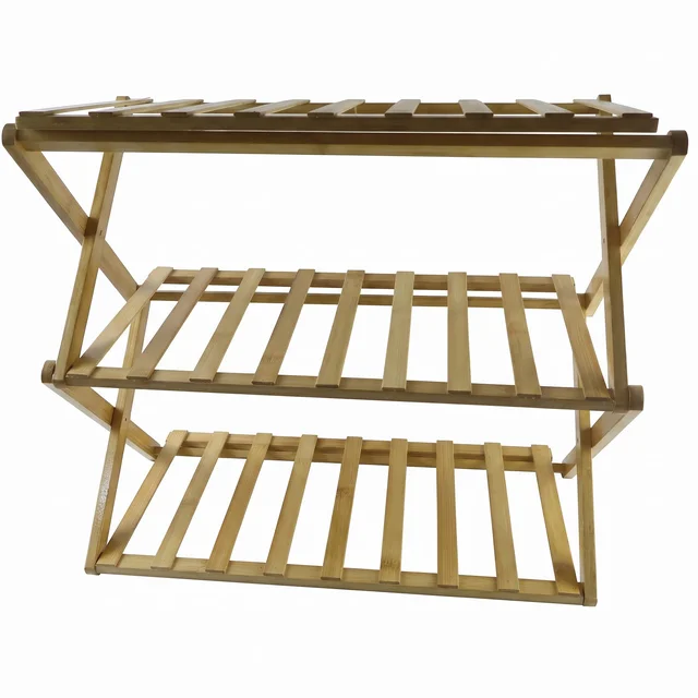 3 Layer Foldable Bamboo Shoe Rack Multi-Purpose Storage Shelf (1 Set)