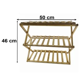 3 Layer Foldable Bamboo Shoe Rack Multi-Purpose Storage Shelf (1 Set)