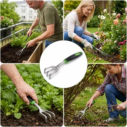 3 Prong Garden Hand Cultivator Fork Stainless Steel Tool Ergonomic Handle (1 Pc)