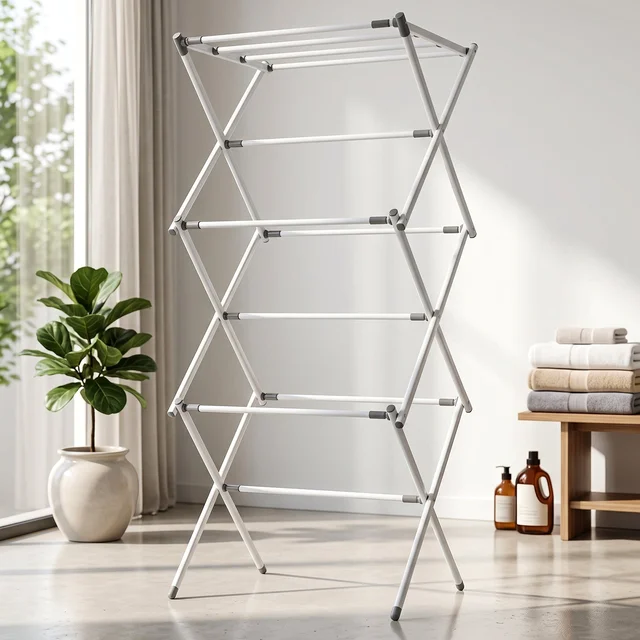 3 Tier Folding Clothes Drying Rack Laundry Cloth Dryer Stand for Ba...