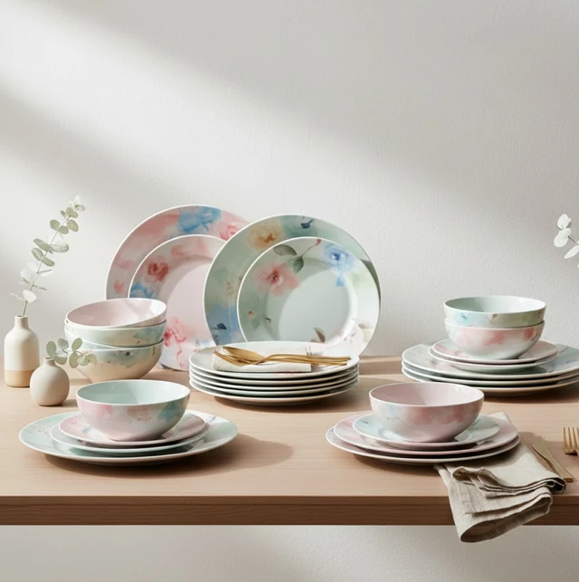 32-Piece Dinner Set – Premium Plastic, Microwave Safe | NG
