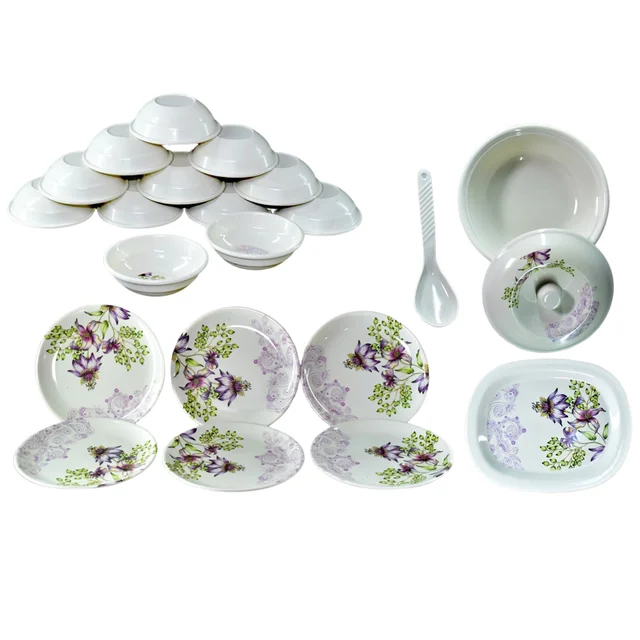 32-Piece Dinner Set – Premium Plastic, Microwave Safe | NG