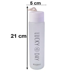 350 ML Frosted Glass Water Bottle Lucky Day Print for Office Travel (1 Pc)