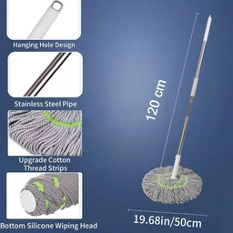 360° Spin Mop – Adjustable Handle & Microfiber Head for Effortless Cleaning