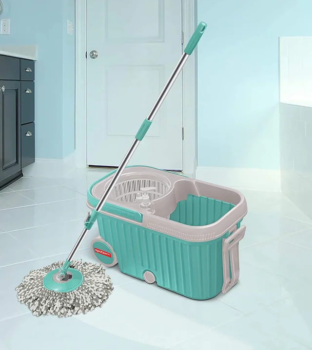 360 Spin Mop with Wheels – Microfiber, Auto-Fold Handle | Ganesh