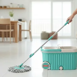 360 Spin Mop with Wheels – Microfiber, Auto-Fold Handle | Ganesh