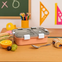 3-Compartment Lunch Box – Leak-Proof Stainless Steel Tiffin