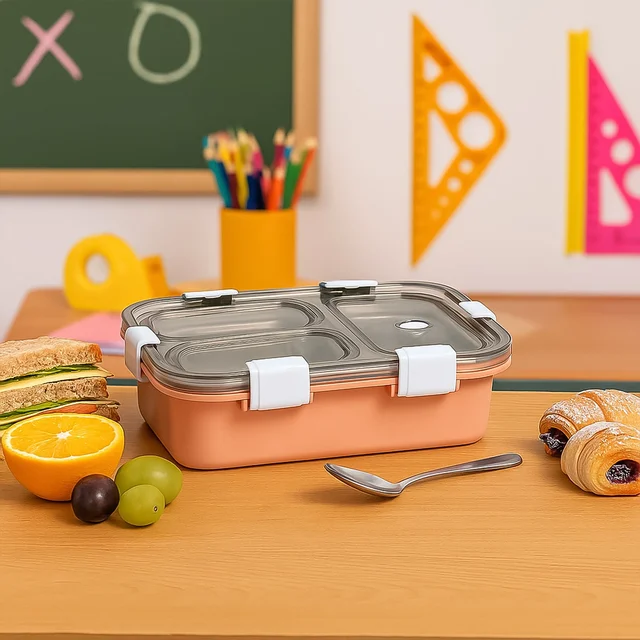3-Compartment Lunch Box – Leak-Proof Stainless Steel Tiffin