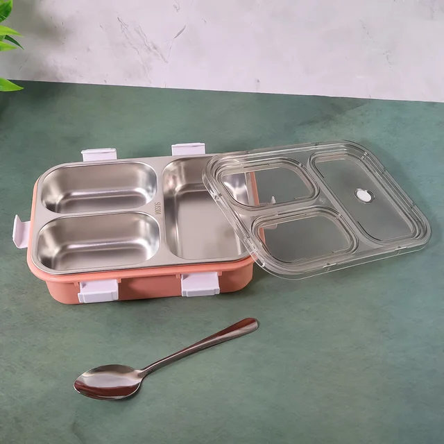 3-Compartment Lunch Box – Leak-Proof Stainless Steel Tiffin