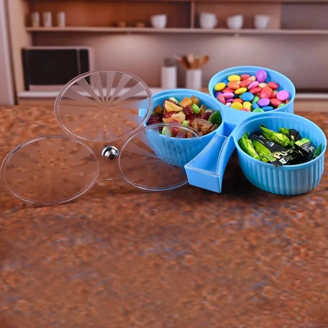 3-Compartment Revolving Dry Fruit Box – Stylish Snack Organizer