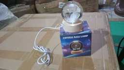 3D Crystal Ball Lamp – World Globe Design, Wooden Base | Indo Glow