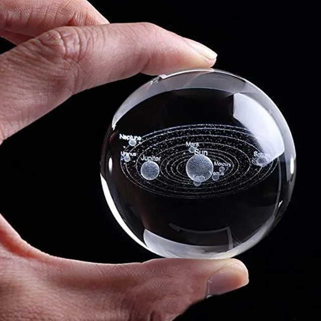 3D Crystal Ball Night Lamp – Elegant USB LED Light with Wooden Base