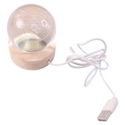 3D Crystal Ball Night Lamp – Elegant USB LED Light with Wooden Base