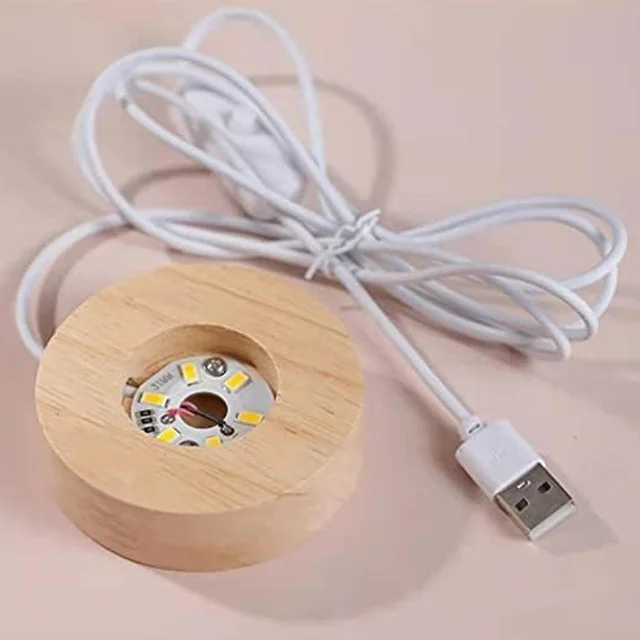 3D Crystal Ball Night Lamp – Elegant USB LED Light with Wooden Base