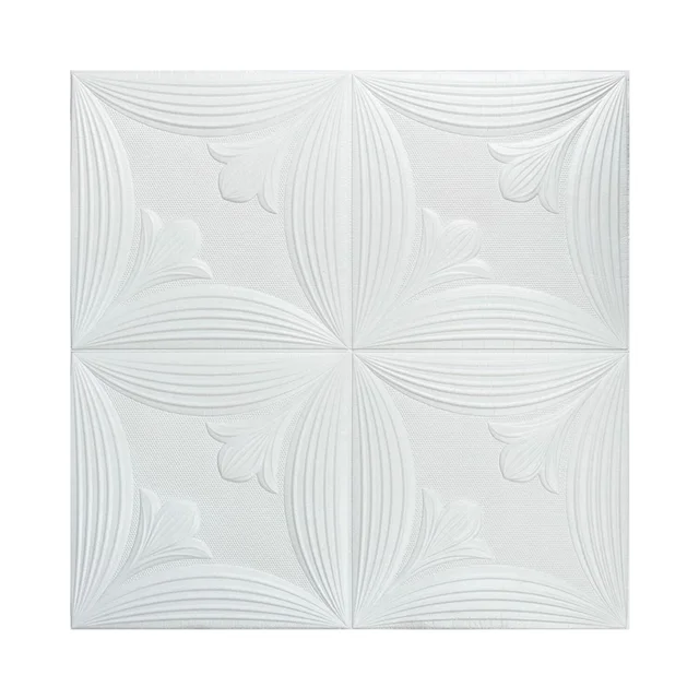 3D Foam Wallpaper Panels – White Floral Embossed Design