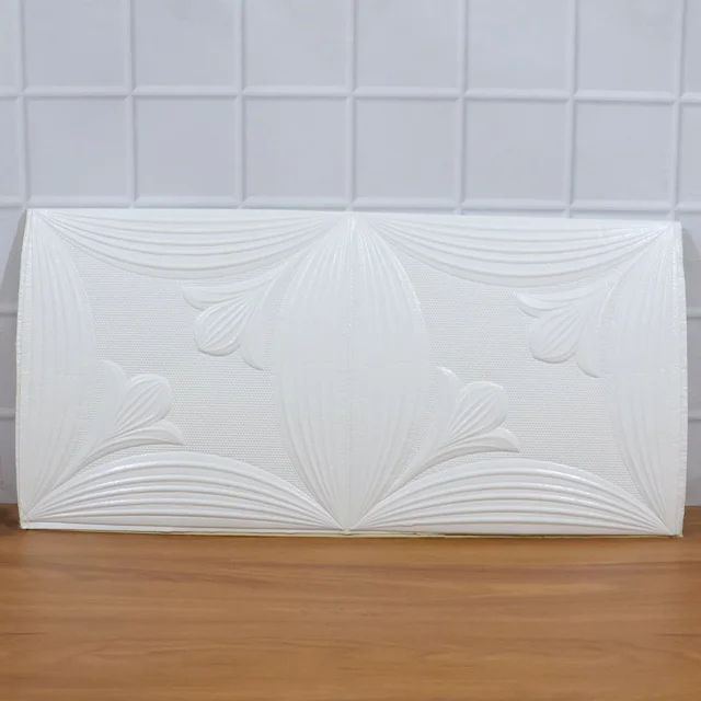 3D Foam Wallpaper Panels – White Floral Embossed Design