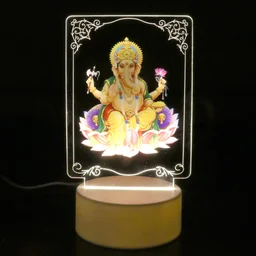 3D Lord Ganesh Frame – Soft White LED Night Light for Home Decor