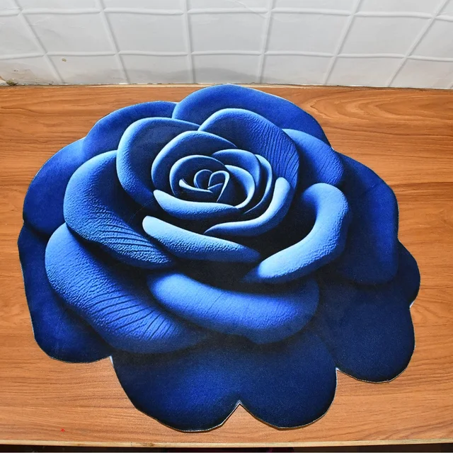 3D Rose Floor Mat – Luxury Anti-Slip Velvet Rug