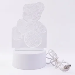 3D Teddy Bear Night Lamp – Captivating Heart Illusion for Kids and Home