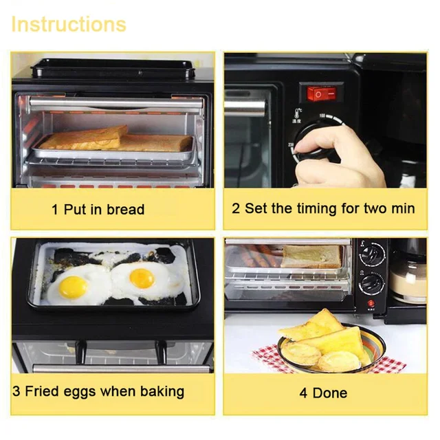 3-in-1 Breakfast Maker – Toaster Oven, Grill & Coffee | Indo Glow