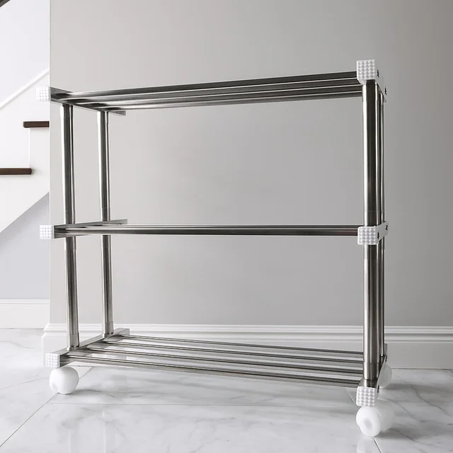 3-Layer Stainless Steel Shoe Rack – Durable & Space-Saving Organizer