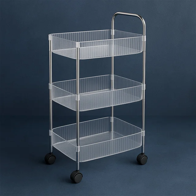3-Layer Storage Trolley with Wheels – Durable & Versatile Organizer