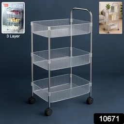 3-Layer Storage Trolley with Wheels – Durable & Versatile Organizer