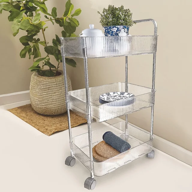 3-Layer Storage Trolley with Wheels – Durable & Versatile Organizer