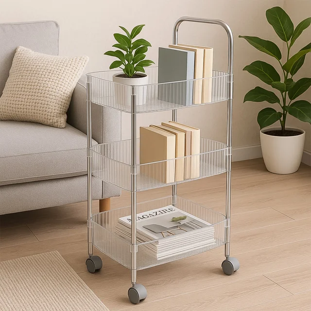 3-Layer Storage Trolley with Wheels – Durable & Versatile Organizer