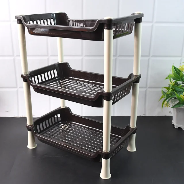 3-Tier Plastic Storage Rack – Durable & Space-Saving Organizer