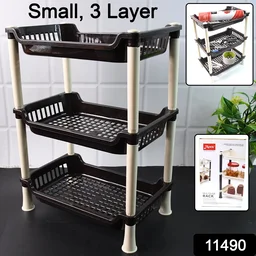 3-Tier Plastic Storage Rack – Durable & Space-Saving Organizer