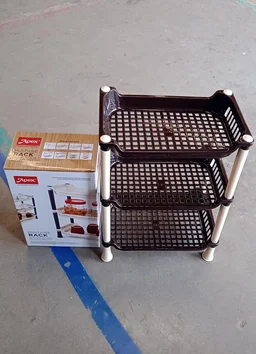 3-Tier Plastic Storage Rack – Durable & Space-Saving Organizer