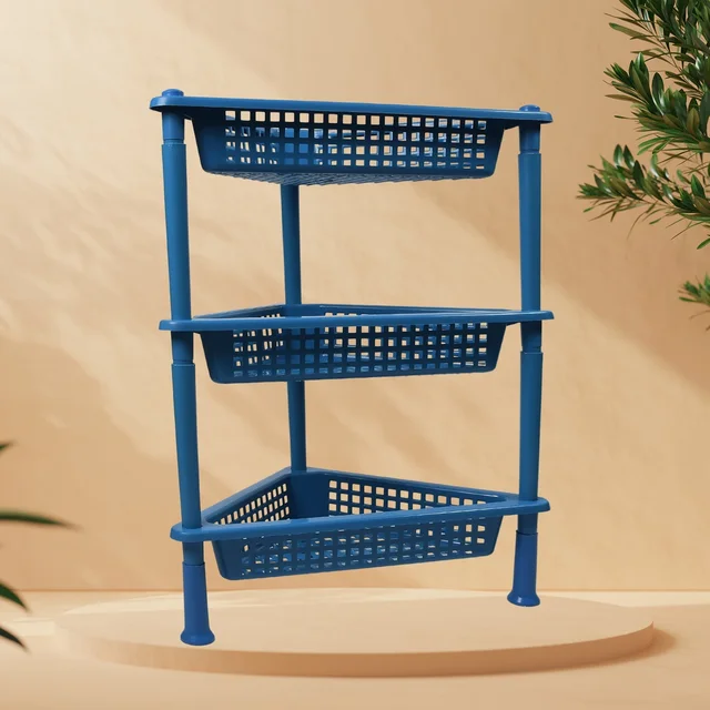 3-Tier Plastic Storage Rack – Multi-purpose Shelf | VoltDesk