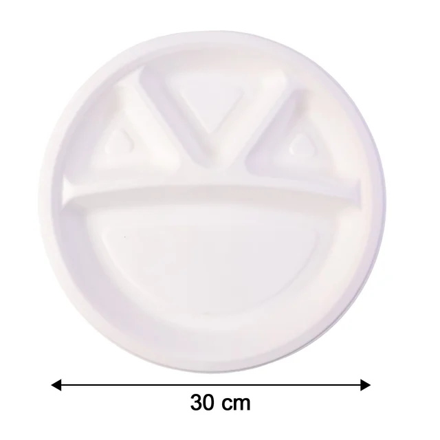 4 Compartment Disposable Food Serving Plate – Set of 10