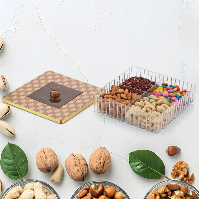 4 Compartment Dry Fruit Box – Airtight Plastic Snack Organizer | Tidy Table
