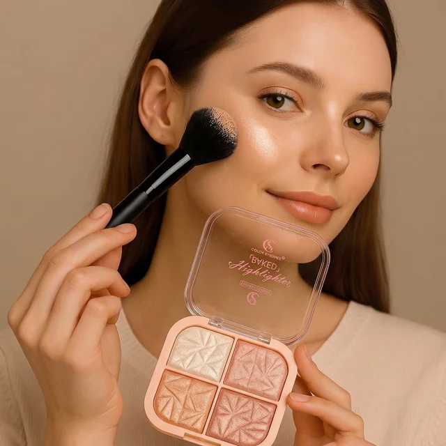 4 in 1 Baked Highlighter and Blusher Palette – Radiant Dewy Glow